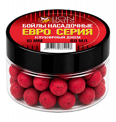 Бойлы насадочные LION BAITS серии ЕВРО Клубничный джем 10мм 60мл