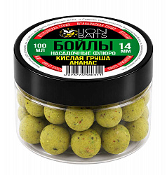 Бойлы насадочные Флюро Итальянская серия LION BAITS Ананас-Кислая груша 14мм 100мл