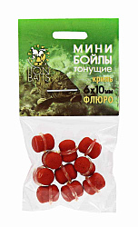 Мини бойлы Флюро тонущие на резинке LION BAITS Криль 6х10мм