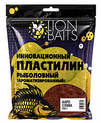 Инновационный пластилин рыболовный ароматизированный LION BAITS Карп слива 600гр