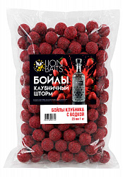 Бойлы тонущие Клубничный шторм LION BAITS Клубника с водкой 20мм 1кг