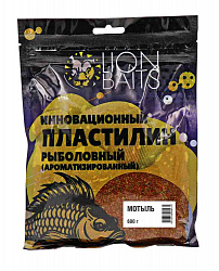 Инновационный пластилин рыболовный ароматизированный LION BAITS Мотыль 600гр